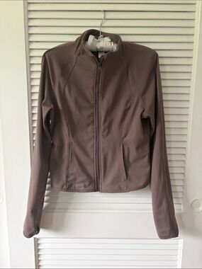 Yogalicious Taupe Zip-Front Utility Jacket